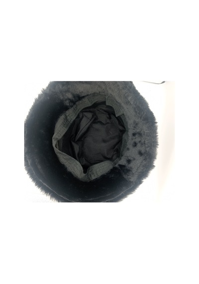 Kadın Kışlık Tüylü Bucket Siyah Şapka Siyah