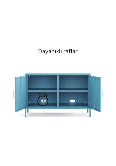 Pera Tv Ünitesi, Tv Dolabı,2 Kapaklı Dolap 100,50 X 40 X 64,50 Cm - 9 Renk Seçeneği Bulunmaktadır Ral 5024 Mavi