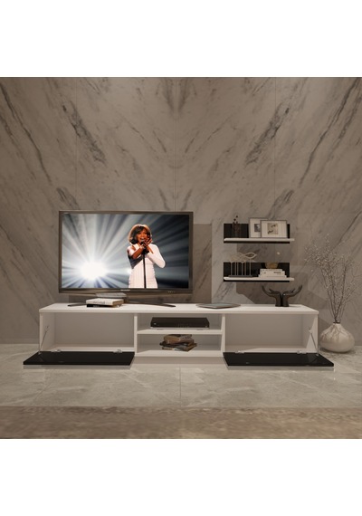 Decoraktiv Eko 4b Slm Dvd Tv Ünitesi Tv Sehpası Beyaz - Siyah