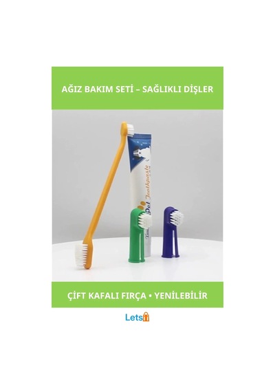 Yenilebilir Vanilya Ve Sığır Eti Aromalı Köpek Ağız Bakım Seti İle Diş Fırçası