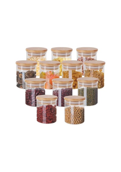 6'li Bambu Kapaklı Cam Baharatlık Seti 200ml, Borosilikat Bambu Kapaklı Cam Baharat Takımı Diğer