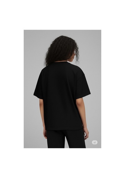 Nevermınd Unisex Renkli Graffiti Baskılı Oversize Beyaz Tişört Siyah Siyah