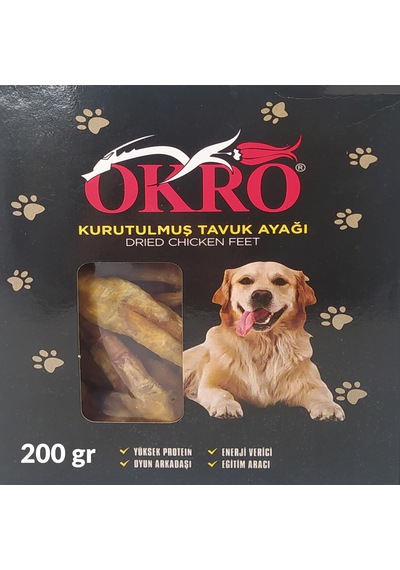 Okro Kurutulmuş Tavuk Ayağı Köpek Ödül Maması 200 G