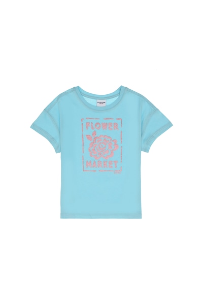 U.S. Polo Assn. Kız Çocuk Aqua Bisiklet Yaka Çiçek Baskılı Pamuk Tişört 50306167-VR007