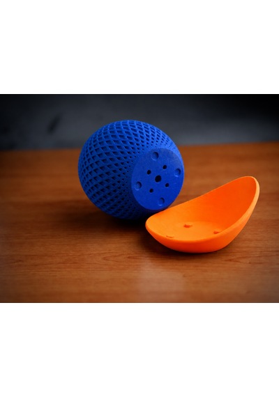 3d Baskı Küre Saksı - Kafes Dokulu İki Parçalı Dekoratif Saksı - Mavi-turuncu