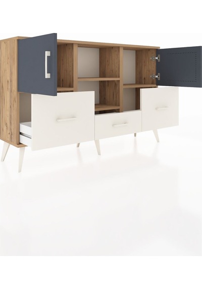 Arges Konsol 4 Raflı 3 Çekmeceli 3 Kapaklı 132x30x83 Çam-antrasit/aytaşı Antrasit/aytaşı Arges Konsol 4 Raflı 3 Çekmeceli 3 Kapaklı 132x30x83 Çam-antrasit/aytaşı Antrasit/aytaşı