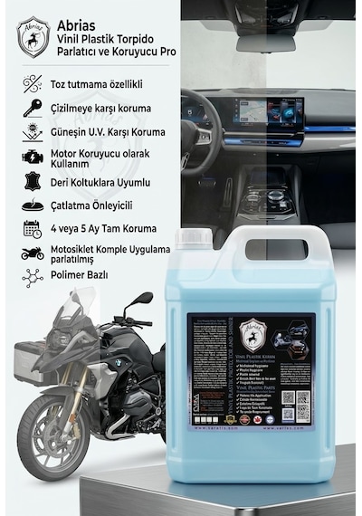 Vinil Plastik Aksam Torpido Motor Koruyucu Ve Parlatıcı Pro 5lt