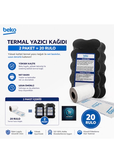 X30 Tr - 300 Tr - 220 Tr - 400 Tr Yazarkasa Termal Pos Rulosu 2 Paket - 20 Adet