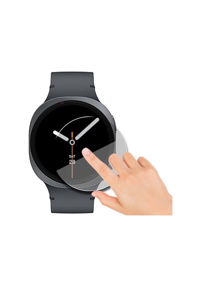 Samsung Watch 8 44mm Uyumlu Kolay Takılabilir Takma Aparatlı Temperli Cam Ekran Koruyucu