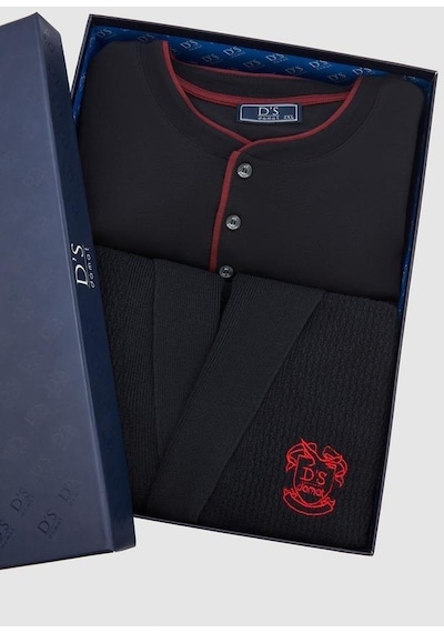 D's Damat Ds224025 5 Li Lacivert Triko Ropteşambr Erkek Pijama Takımı 001
