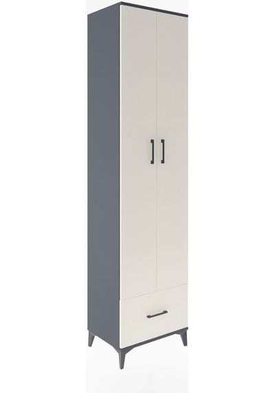 Hyperion Dolap 6 Raflı Tek Çekmeceli 2 Kapaklı 60x44x243 Antrasit-aytaşı Antrasit