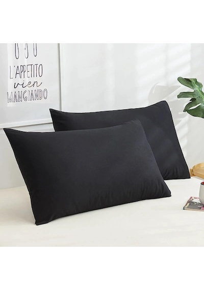 Vionel Home Pamuklu 2'li Kapaklı Yastık Kılıfı 50x70 Cm - Yumuşak Ve Nefes Alabilir Siyah Abanoz