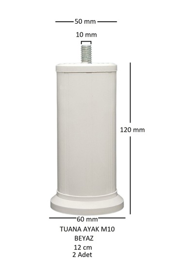 Tuana Ayak 12 cm M10 Cıvatalı Beyaz (2 Adet)