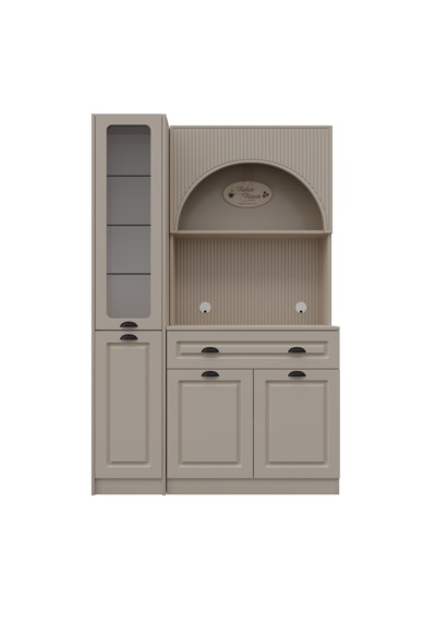 Siena Kum Beji Midi Sol Vitrinli 130 Cm Komple Mdf Led Aydınlatmalı Kahve Köşesi