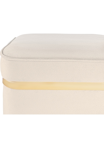 Zengo Gold Twin Line Kare Puf -krem Kumaş, Dekoratif Makyaj Masası Pufu-modern Style