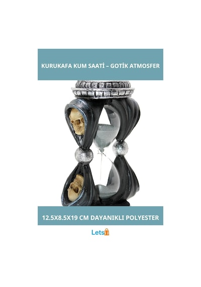 Polyester Kurukafa Gotik Kum Saati 12.5x8.5x19 Cm 1 Adet