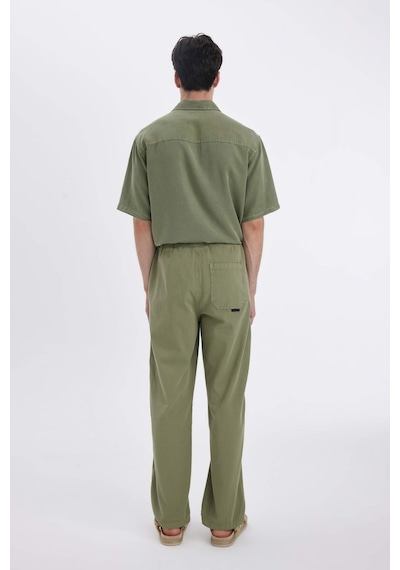 Defacto - Bol Rahat Kesim Wide Leg Yazlık Keten Pantolon C2727AX25SP Haki