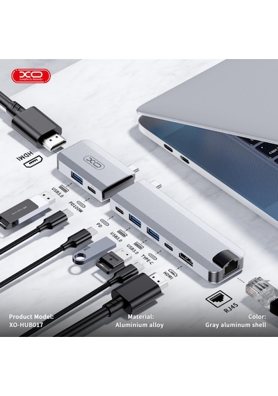 4k Hdmı Ve Ethernet Girişli 100w Pd Şarj Destekli Alüminyum Usb-c Hub Çoklayıcı