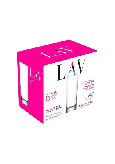 Lav Ada Cam Meşrubat Bardağı 6'lı 315 ml (Kokteyl/Limonata/Vodka Bardağı )