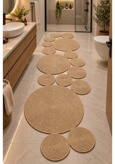 Bohem Asimetrik Jüt El Yapımı Yuvarlak Detaylı Jüt Hasır Görünümlü Dekoratif Kilim, Organik Form Modern Banyo Mutfak Koridor Halı Kilim Paspas Doğal Tasarım Bej Bej Bohem Asimetrik Jüt El Yapımı Yuvarlak Detaylı Jüt Hasır Görünümlü Dekoratif Kilim, Organik Form Modern Banyo Mutfak Koridor Halı Kilim Paspas Doğal Tasarım Bej Bej