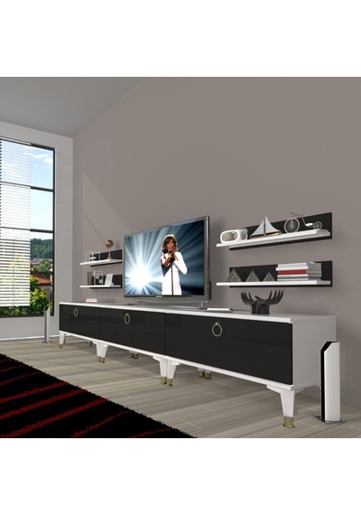 Decoraktiv Eko 270r Mdf Gold Tv Ünitesi Tv Sehpası Beyaz - Antrasit