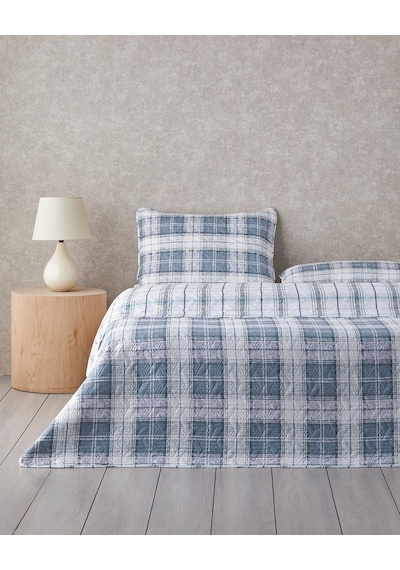 English Home Static Check Çok Amaçlı Çift Kişilik Yatak Örtüsü Takımı Gri Gri