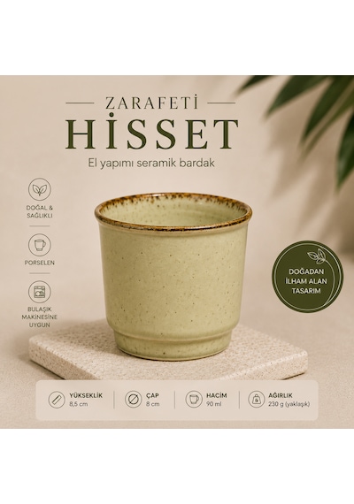 Porselen Kulpsuz Yeşil Espresso Fincan Bardak Açık Yeşil