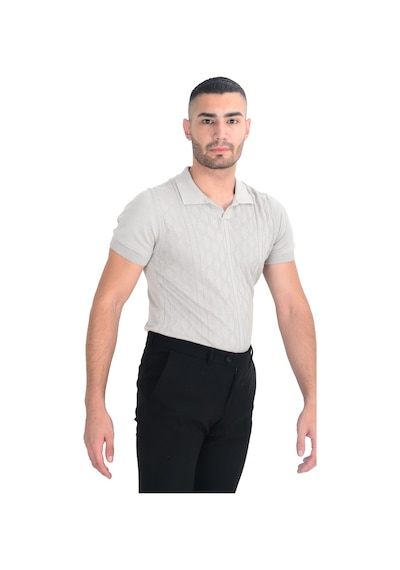 Cengiz İnler Desenli Merserize Polo Yaka Erkek Triko T-shirt 001