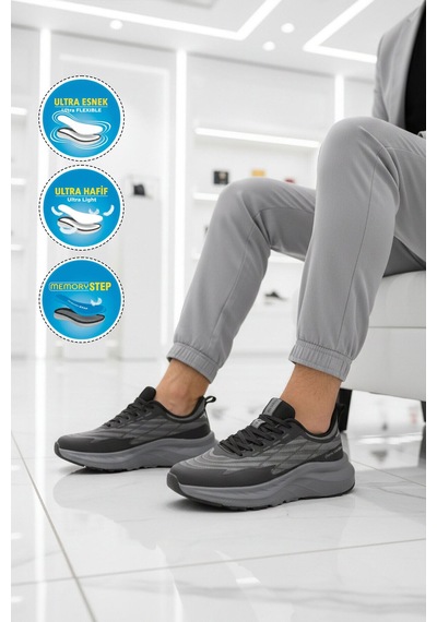Pierre Cardin Siyah Hafızalı Taban Hafif Esnek Erkek Spor Ayakkabı Pcı-11354 M Siyah