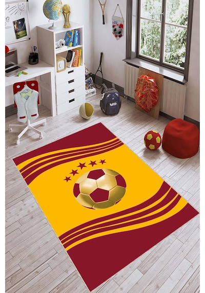 Sarı Ve Kırmızı Kaymaz Taban Taraftar Gs Halısı Vh055 Sarı - Kırmızı