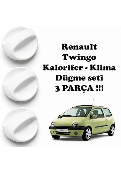 Renault Twingo Kalorifer Klima Düğme Seti 3 Parça Kalorifer Düğmeleri Turuncu Beyaz
