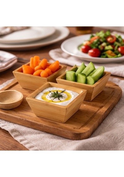 Bambu Kare Çerezlik - Üçlü Kahverengi