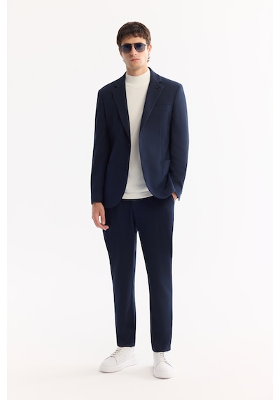 Avva Erkek Lacivert Mono Yaka Bi-stretch Hafif Dokulu Blazer Comfort Slim Fit Ceket A52y4013