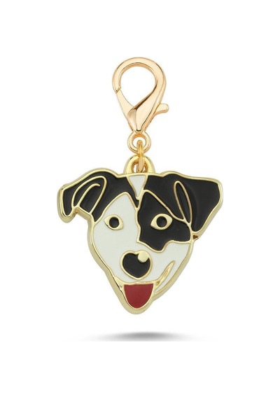 Jack Russell Siyah Beyaz Altın Kaplama Mineli Aksesuar Renkli