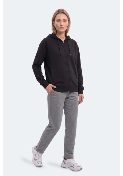 Slazenger Kıron I Kadın Kapüşonlu Siyah Sweatshırt