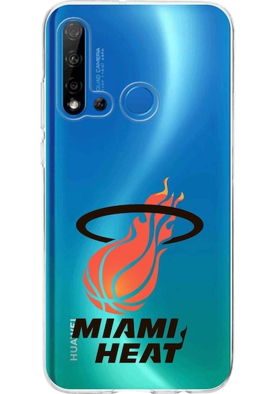 Huawei P20 Lite 2019 Uyumlu Kapak Miami Heat Tasarımlı Şeffaf Silikon Kılıf Şeffaf
