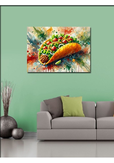 Kanvas Tablo Baharatlı Taco Lezzeti 70cmx100cm