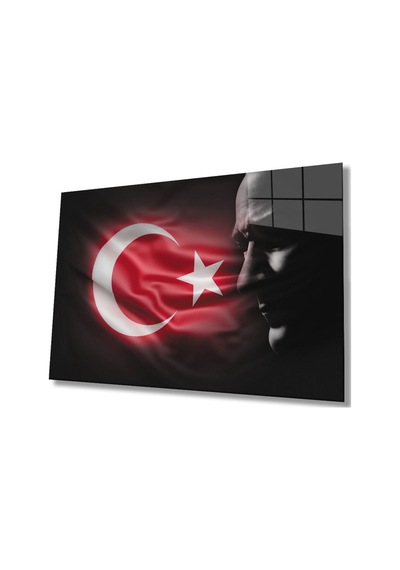 Türk Bayrağı Ve Atatürk Cam Tablo Evlika