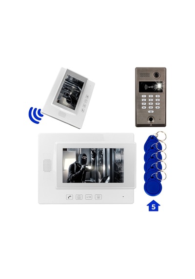 Powermaster Görüntülü Kapı Zili Intercom Tek Dairelik Diafon Kablosuz Gece Görüşlü Şifreli Çipli Parmak İzli