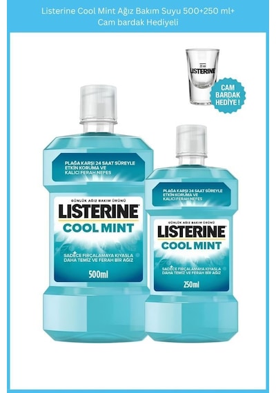 Listerine Cool Mint Ağız Bakım Suyu 500+250 Ml+cam Bardak Hediyeli