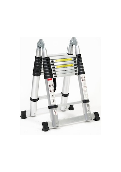 Cardilife 250 + 250 Cm. - 8+8 Basamaklı Alüminyum Teleskopik Merdiven - A Tipi Uzayan Merdiven 8+8 Basamaklı