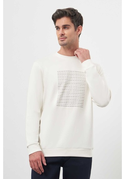 Morven Erkek Ekru Trend Bisiklet Yaka Sweat-shirt 25ks063003454 Ekru Ekru