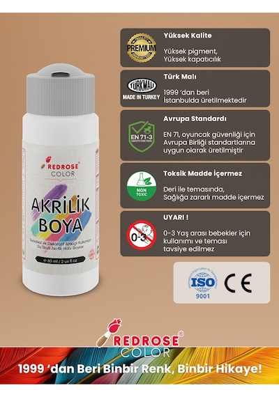 Red Rose Beyaz Akrilik Boya 60 ML