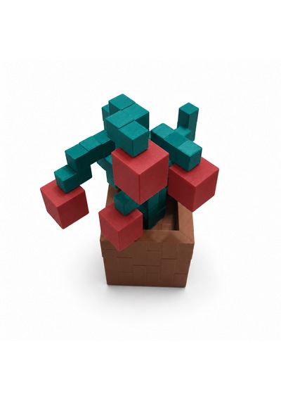 Piksel İnci Çiçeği Biblo - 3d Baskı, Minecraft Esintili Kırmızı