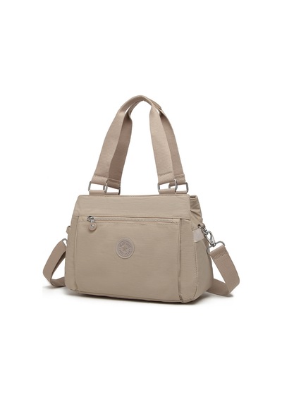 Smart Bags Orta Boy Çok Cepli Su Geçirmez Hafif Krınkıl Kumaş Kadın Omuz Çantası Bej 06155184