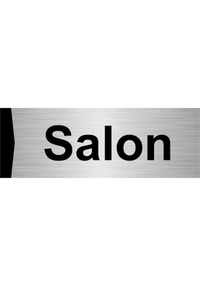 Salon 7x20cm Gümüş Renk Metal Yönlendirme Levhası