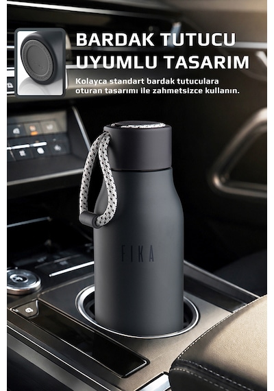 Neoflam Fika Rento Sızdırmaz Vidalı Kapaklı Geniş Ağızlıklı Kolay Taşınabilir Çelik Termos 600 Ml Antrasit