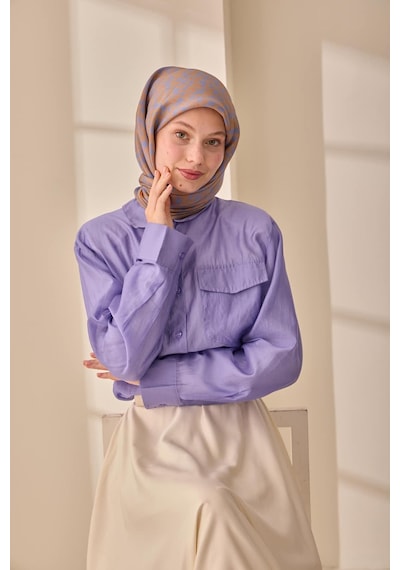 Silk Home Aura Eşarp 140005-20 Vizon, Mavi Lila, Turuncu