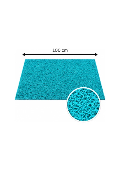 Kıvırcık Paspas 14 Mm 100x150 Cm Turkuaz Pvc Kaymaz Tabanlı