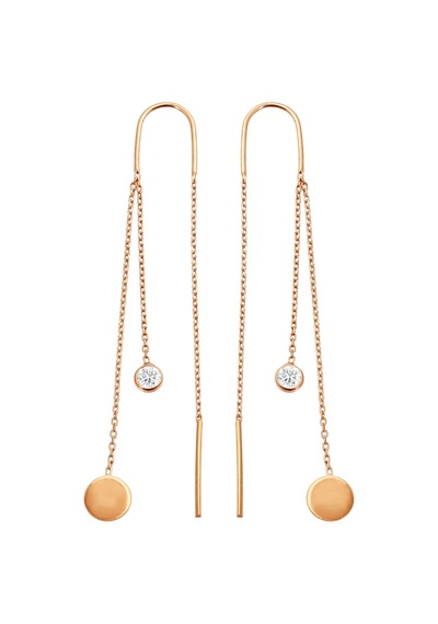925 Ayar Gümüş Rose Pullu Zincir Küpe - 12041401 Rose Gold